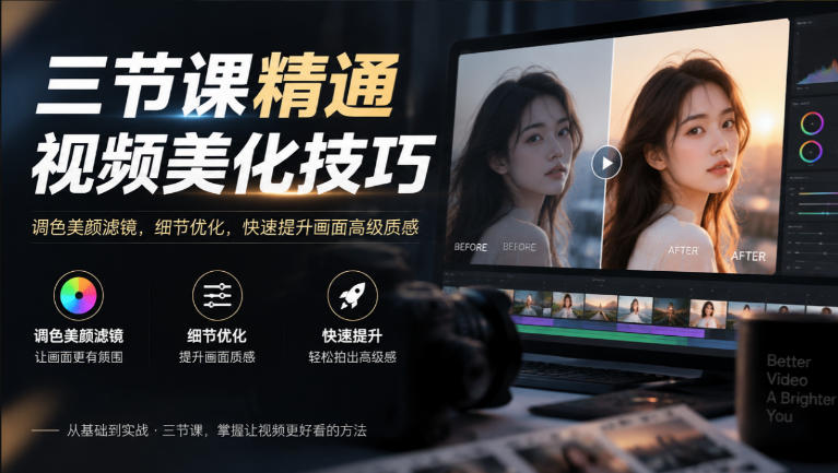 三节课精通视频美化技巧|调色美颜滤镜,细节优化,快速提升画面高级质感-星阳网创