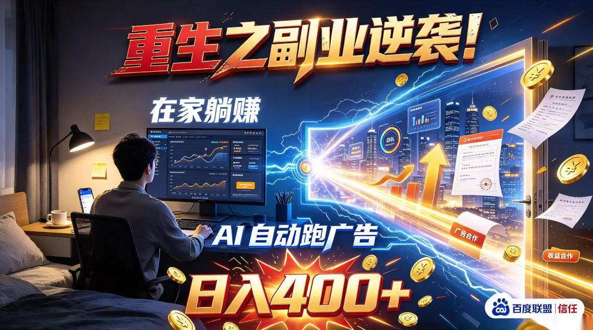 重生之副业逆袭!在家躺赚AI自动跑广告日入400+,无需人工操作【揭秘】-星阳网创
