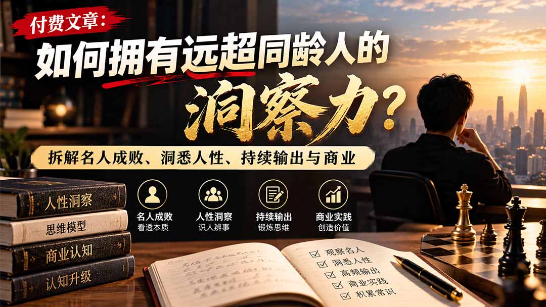 付费文章：如何拥有远超同龄人的洞察力？拆解名人成败、洞悉人性、持续输出与商业实践-星阳网创