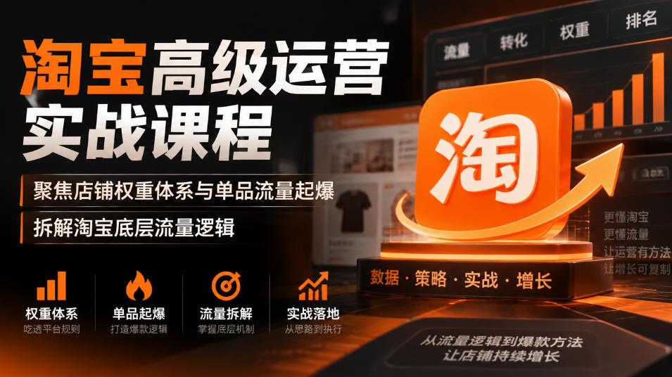淘宝高级运营实战课程,聚焦店铺权重体系与单品流量起爆,拆解淘宝底层流量逻辑-星阳网创
