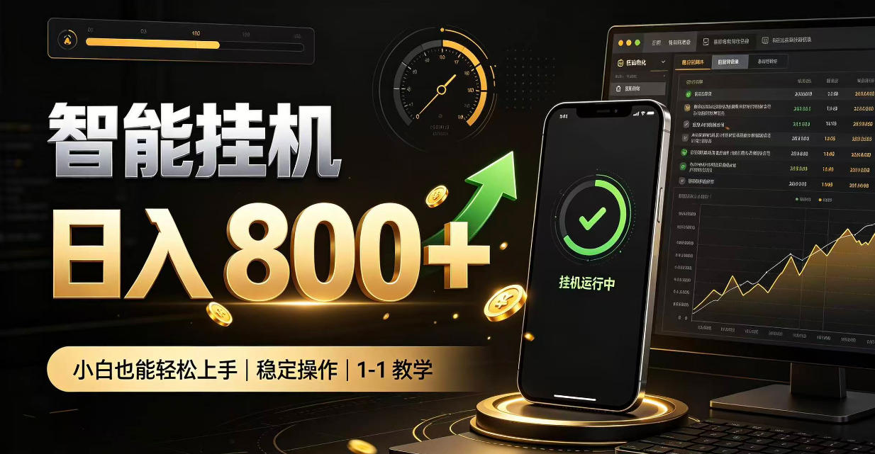 零值守智能挂G,副业高效增收居家智能挂G,新手也能日入800【揭秘】-星阳网创
