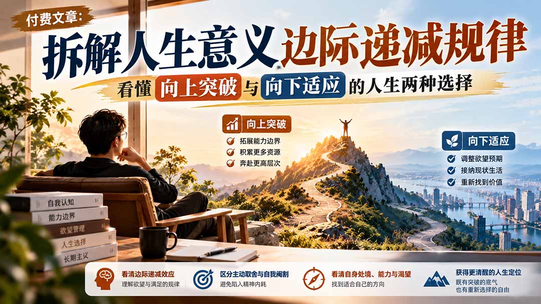付费文章:拆解人生意义边际递减规律,看懂向上突破与向下适应的人生两种选择-星阳网创