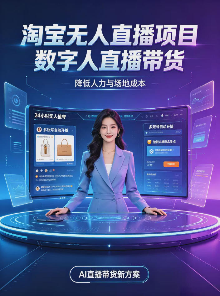 淘宝AI无人直播带货,24小时自动开播低门槛副业,无需真人长时间出镜,持续引流出单【揭秘】-星阳网创