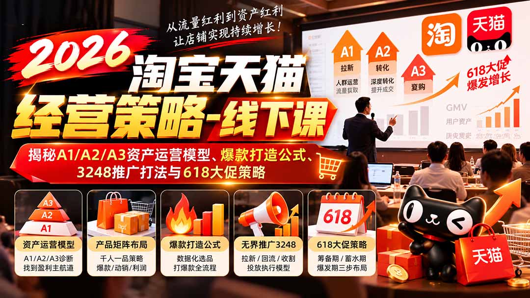 2026淘宝天猫经营策略-线下课-更新1019:揭秘A1/A2/A3资产运营模型、爆款打造公式、3248推广打法与618大促策略-星阳网创