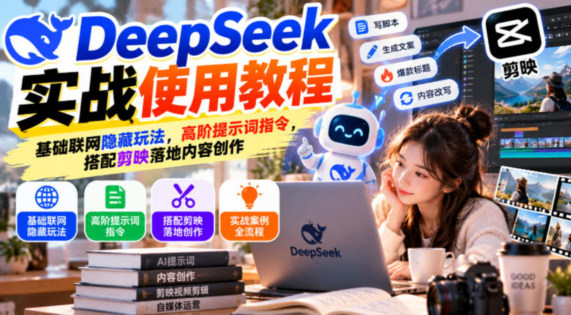 DeepSeek实战使用教程|基础联网隐藏玩法,高阶提示词指令,搭配剪映落地内容创作-星阳网创
