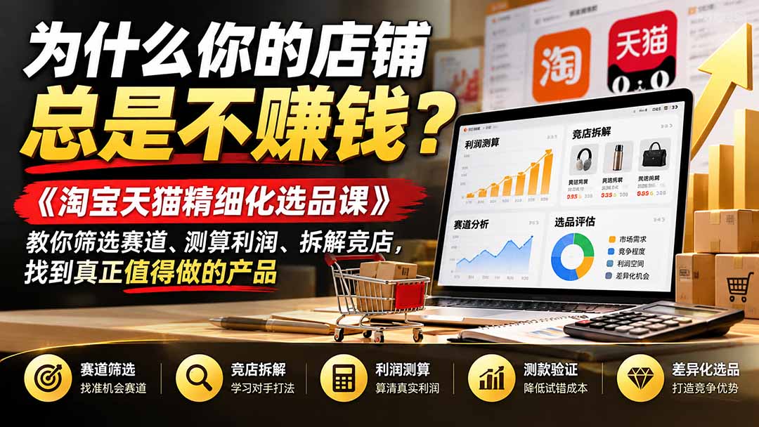 为什么你的店铺总是不赚钱?《淘宝天猫精细化选品课》教你筛选赛道、测算利润、拆解竞店,找到真正值得做的产品-星阳网创