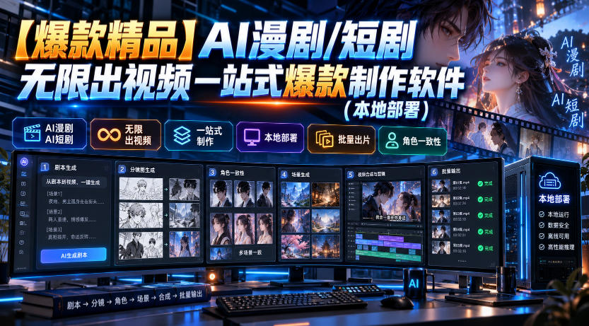 【爆款精品】AI漫剧/短剧无限出视频一站式爆款制作软件(本地部署)-星阳网创