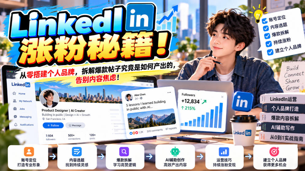 LinkedIn涨粉秘籍!从零搭建个人品牌,拆解爆款帖子究竟是如何产出的,告别内容焦虑!【原创双语字幕】-星阳网创