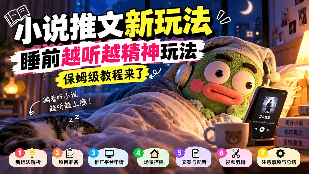 小说推文新玩法，睡前越听越精神玩法，保姆级教程来了-星阳网创