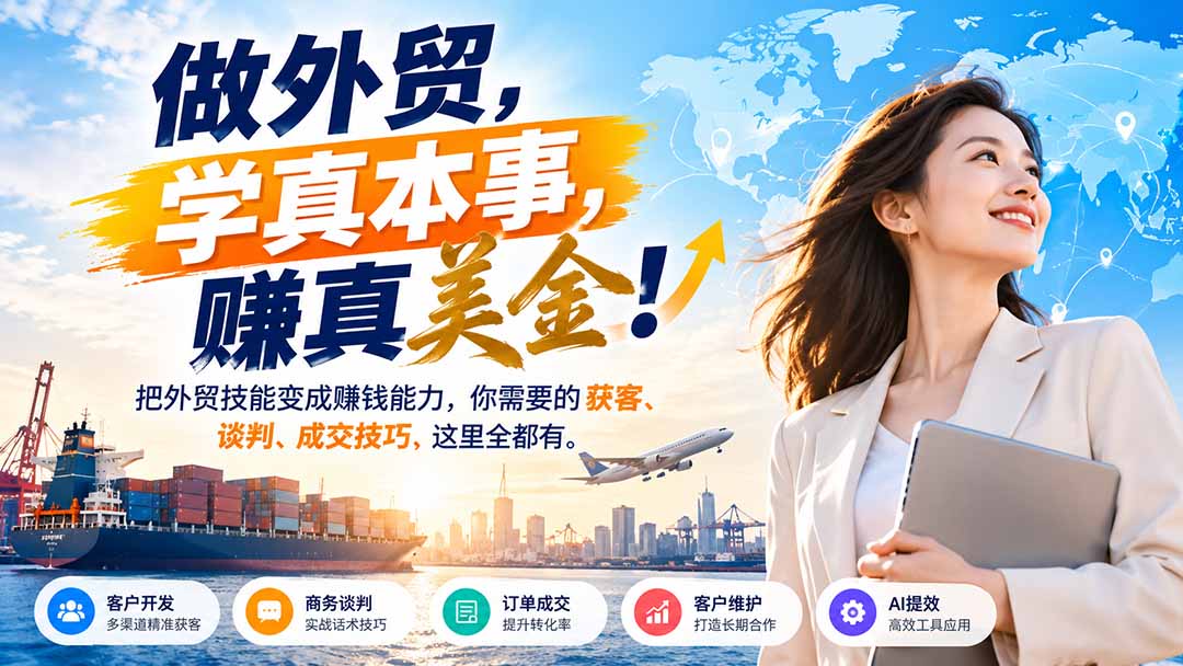 做外贸，学真本事，赚真美金！把外贸技能变成赚钱能力，你需要的获客、谈判、成交技巧，这里全都有-星阳网创