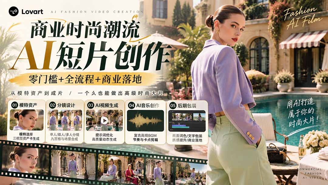 从一张模特图到高级时尚广告大片:AI三视图资产、场景合成、电影分镜、动态生成与复古音乐剪辑实战课-星阳网创