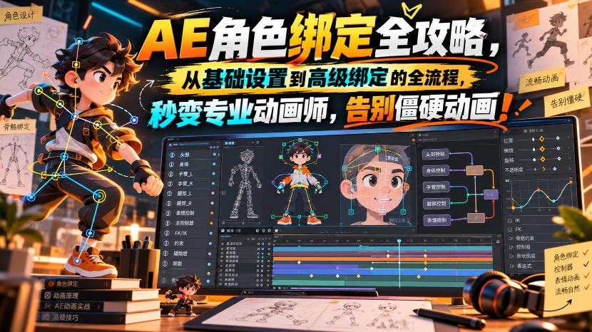 【无水印】AE角色绑定全攻略,从基础设置到高级绑定的全流程,秒变专业动画师,告别僵硬动画!【原创双语字幕】-星阳网创