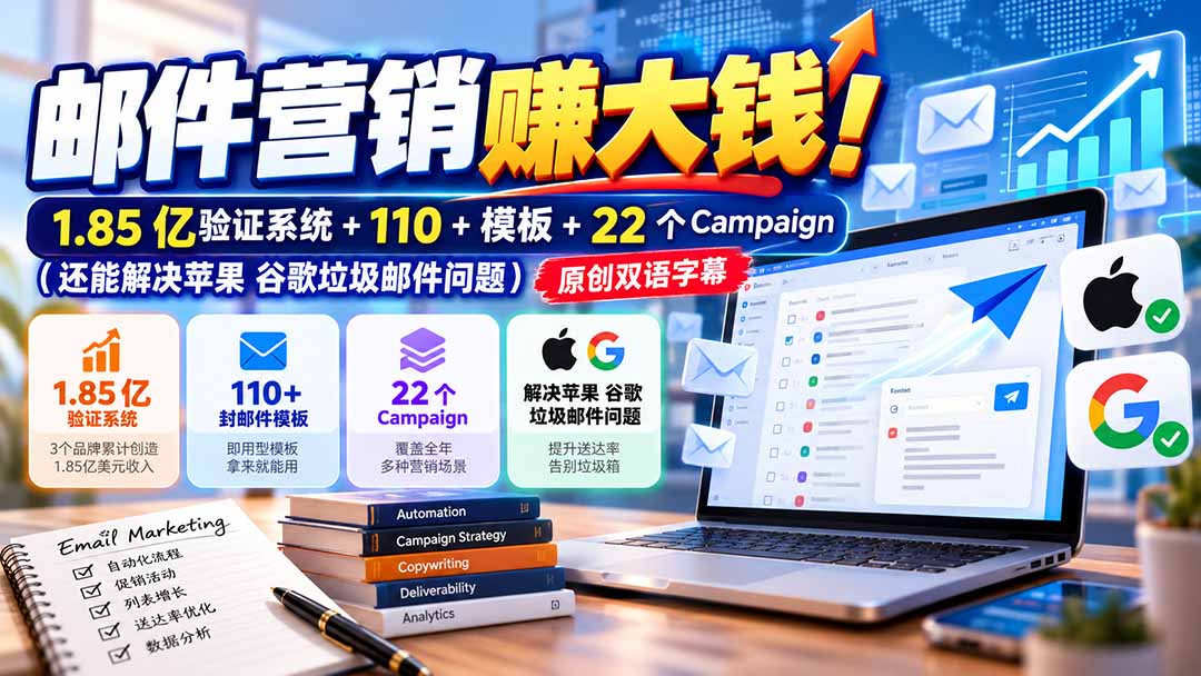 邮件营销赚大钱！1.85亿验证系统+110+模板+22个Campaign(还能解决苹果 谷歌垃圾邮件问题-星阳网创