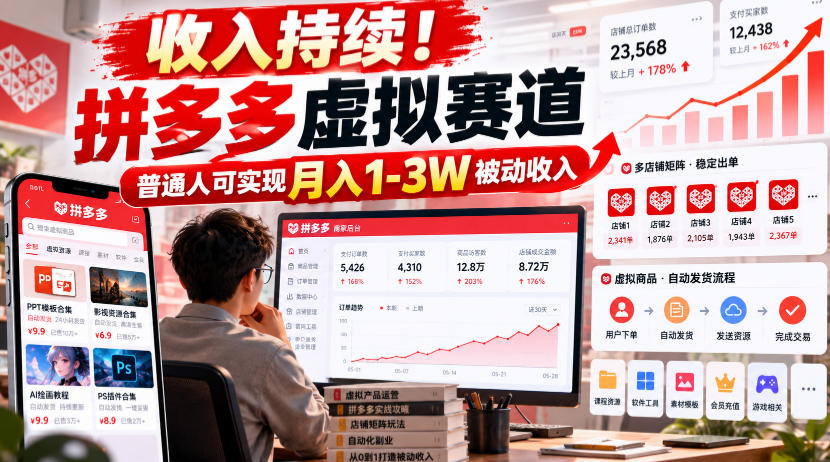 收入持续！拼多多虚拟赛道，普通人可实现月入1-3 W被动收入【揭秘】-星阳网创