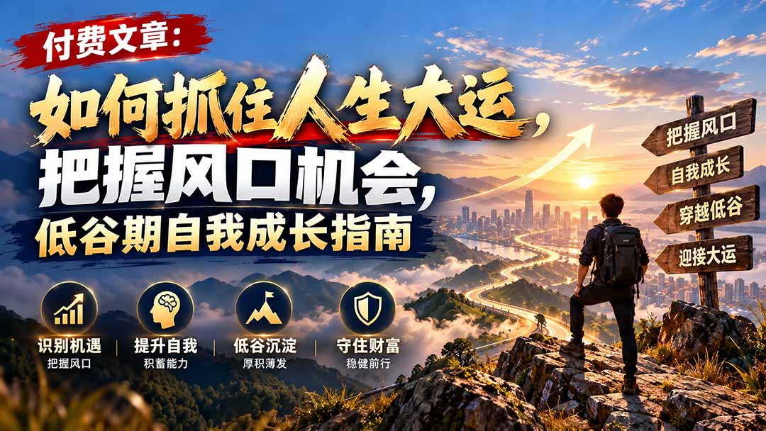 付费文章:如何抓住人生大运,把握风口机会,低谷期自我成长指南-星阳网创