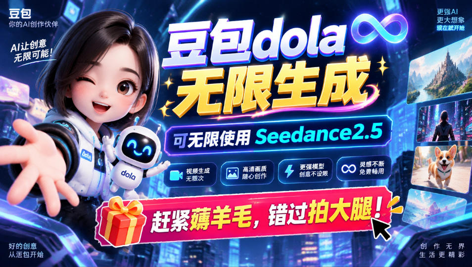 1029最新豆包dola无限生成技术,可以无限生成sseedance2.5,赶紧薅羊毛,和谐拍大腿-星阳网创