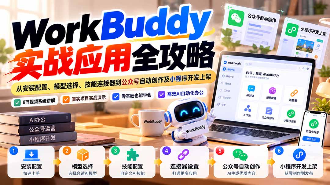 WorkBuddy 实战应用全攻略:从安装配置、模型选择、技能连接器到公众号自动创作及小程序开发上架-星阳网创