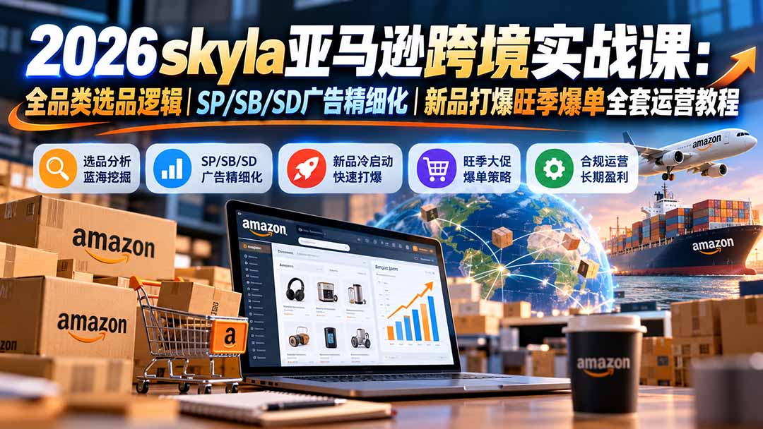 skyla亚马逊跨境实战课-更新1019:全品类选品逻辑|SP/SB/SD广告精细化|新品打爆旺季爆单全套运营教程-星阳网创