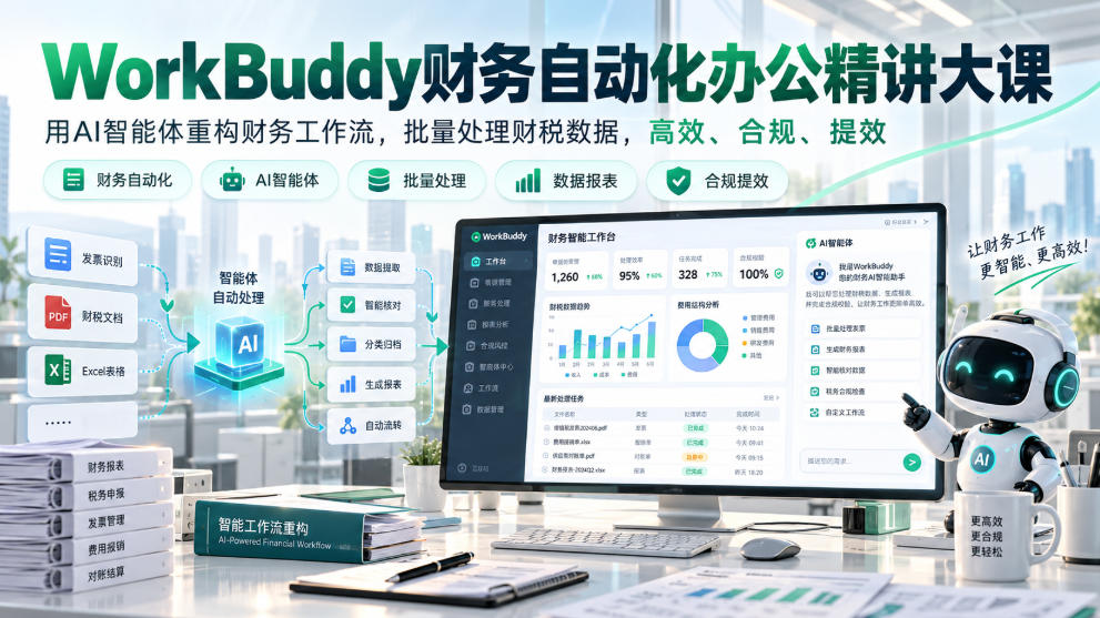 WorkBuddy财务自动化办公精讲大课,用AI智能体重构财务工作流,批量处理财税数据,高效、合规、提效-星阳网创