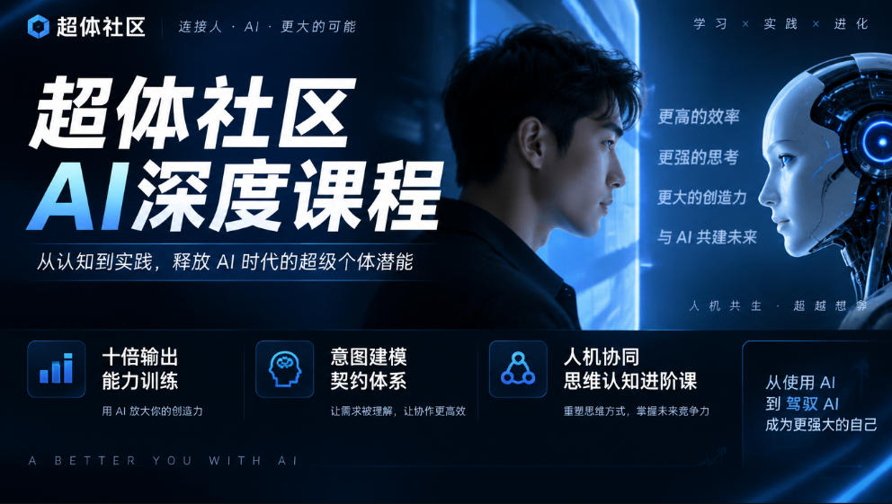 超体社区AI深度课程,十倍输出能力训练,意图建模契约体系,人机协同思维认知进阶课-星阳网创