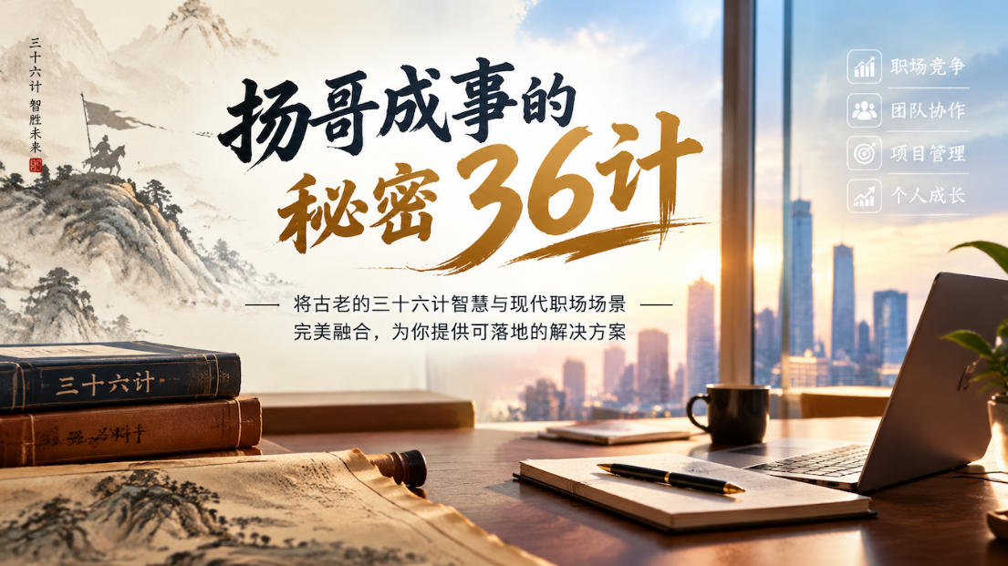 扬哥成事的秘密36计,将古老的三十六计智慧与现代职场场景完美融合,为你提供可落地的解决方案