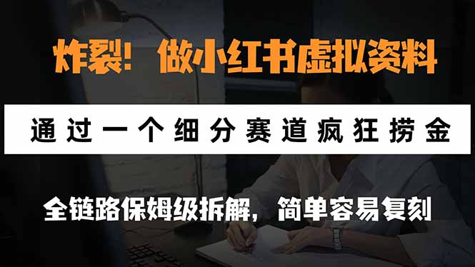 炸裂!做小红书虚拟资料,通过一个细分赛道疯狂捞金,全链路保姆级拆解,简单容易复刻-星阳网创