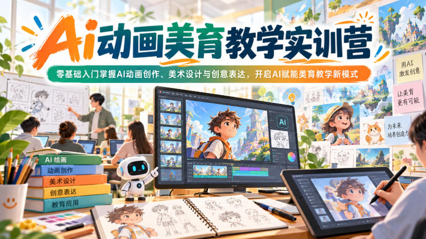 Ai动画美育教学实训营,零基础入门掌握AI动画创作、美术设计与创意表达,开启AI赋能美育教学新模式-星阳网创