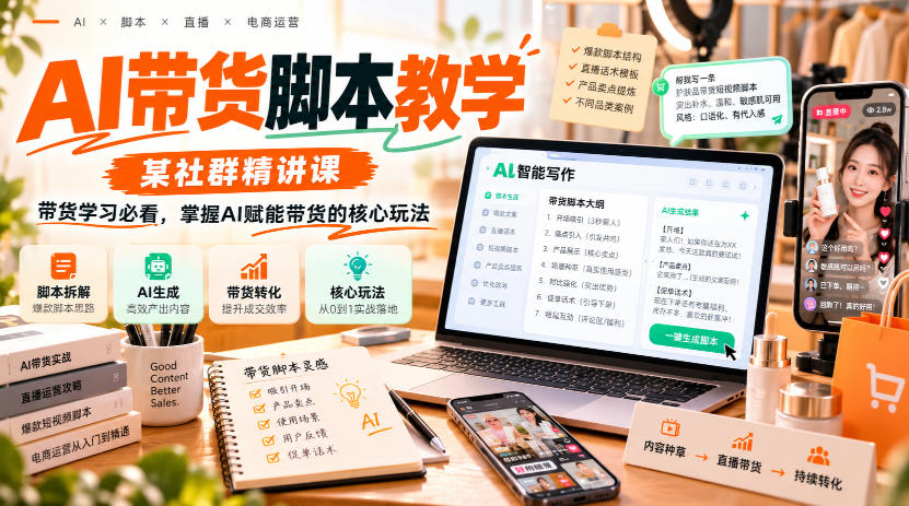 AI带货脚本教学,某社群精讲课,带货学习必看,掌握AI赋能带货的核心玩法-星阳网创