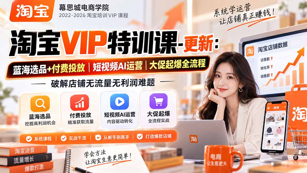 淘宝VIP特训课-更新1016:蓝海选品+付费投放|短视频AI运营|大促起爆全流程,破解店铺无流量无利润难题-星阳网创