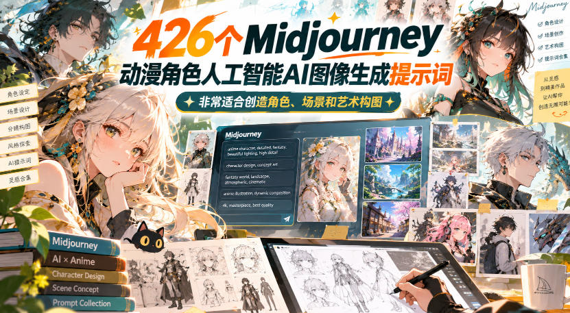 426个Midjourney动漫角色人工智能AI图像生成提示词,非常适合创造角色、场景和艺术构图-星阳网创