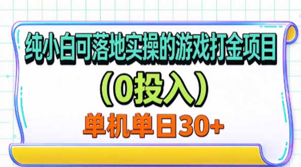 纯小白可落地实操的游戏打金项目(0投入-星阳网创