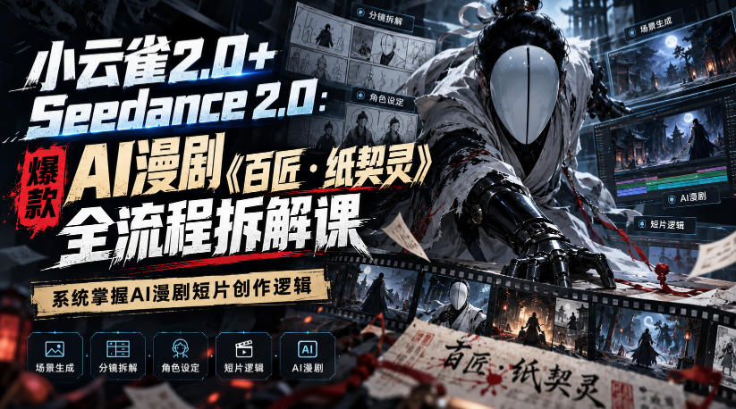 小云雀2.0+Seedance 2.0:爆款AI漫剧《百匠・纸契灵》全流程拆解课,系统掌握AI漫剧短片创作逻辑-星阳网创