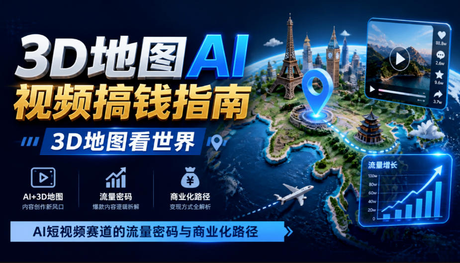 3D地图AI视频搞钱指南,3D地图看世界,AI短视频赛道的流量密码与商业化路径【文档】-星阳网创