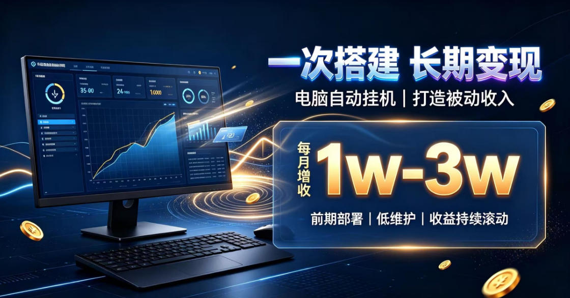 一份投入长期收益,电脑自动挂G类目,搭建被动收入每月增收1w-3w【揭秘】-星阳网创