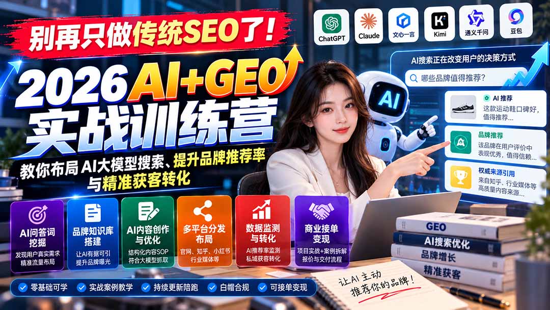 别再只做传统SEO了！《2026AI+GEO实战训练营》教你布局AI大模型搜索、提升品牌推荐率与精准获客转化-星阳网创