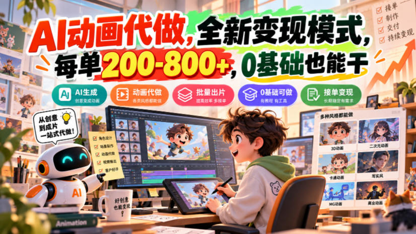AI动画代做,全新变现模式,每单200-800+,0基础也能干【揭秘】-星阳网创