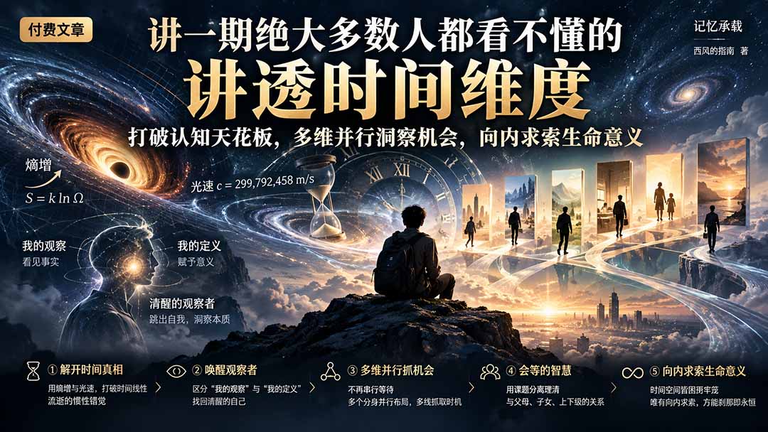 付费文章:讲一期绝大多数人都看不懂的,讲透时间维度,打破认知天花板,多维并行洞察机会,向内求索生命意义-星阳网创