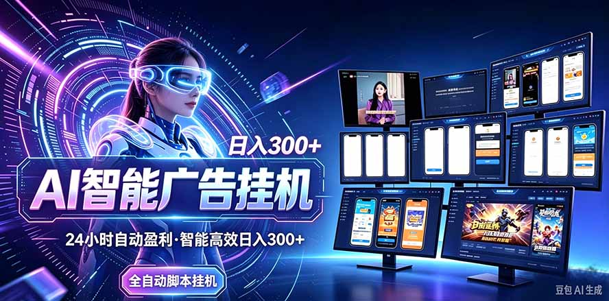 24小时AI广告挂机｜在家就能做的被动副业-星阳网创
