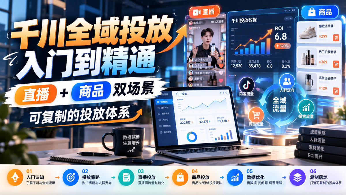 千川全域投放入门到精通,直播+商品双场景,可复制的投放体系-星阳网创