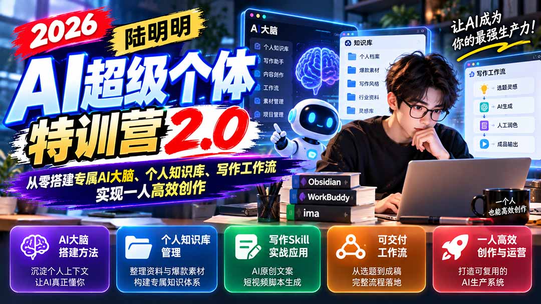 2026AI超级个体特训营2.0:从零搭建专属AI大脑、个人知识库、写作工作流,实现一人高效创作-星阳网创