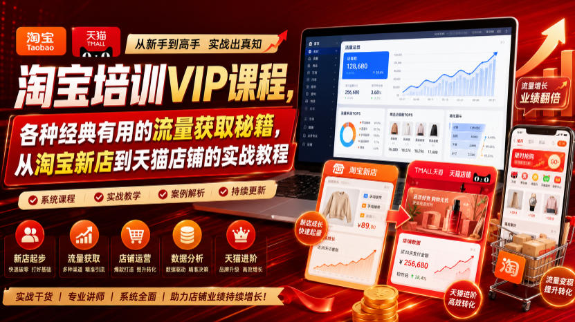 淘宝培训VIP课程,各种经典有用的流量获取秘籍,从淘宝新店到天猫店铺的实战教程(更新10月15日)-星阳网创