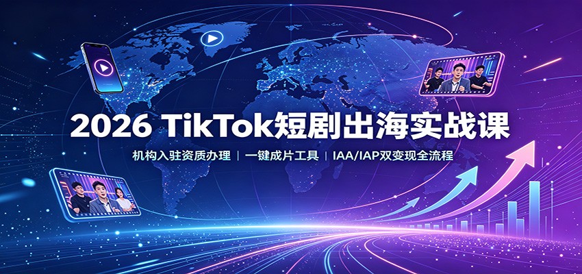 2026 TikTok短剧出海实战课：机构入驻资质办理，一键成片工具，IAA/IAP双变现全流程-星阳网创