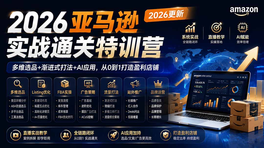 2026亚马逊实战通关特训营-2026更新，多维选品+渐进式打法+AI应用，从0到1打造盈利店铺-星阳网创