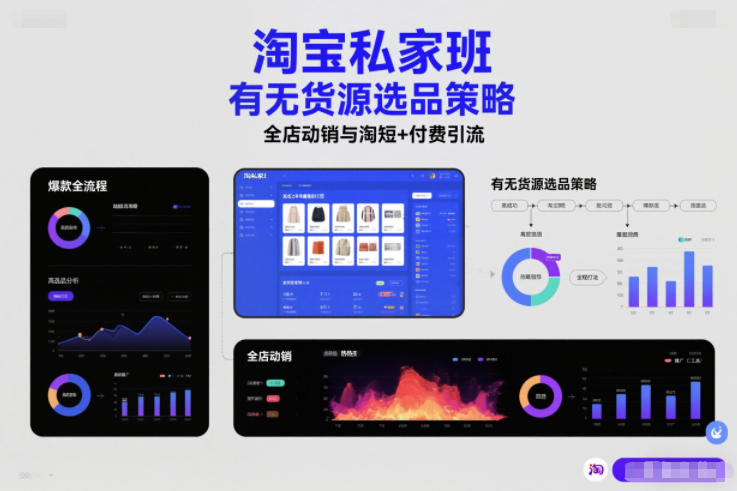 淘宝私家班，有无货源选品策略，高成功率爆款全流程打法，全店动销与淘短+付费引流(更新2026年08月17日)-星阳网创