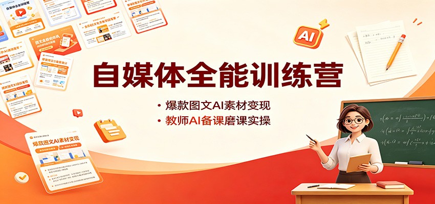 自媒体全能训练营：爆款图文AI素材变现，教师AI备课磨课实操-星阳网创