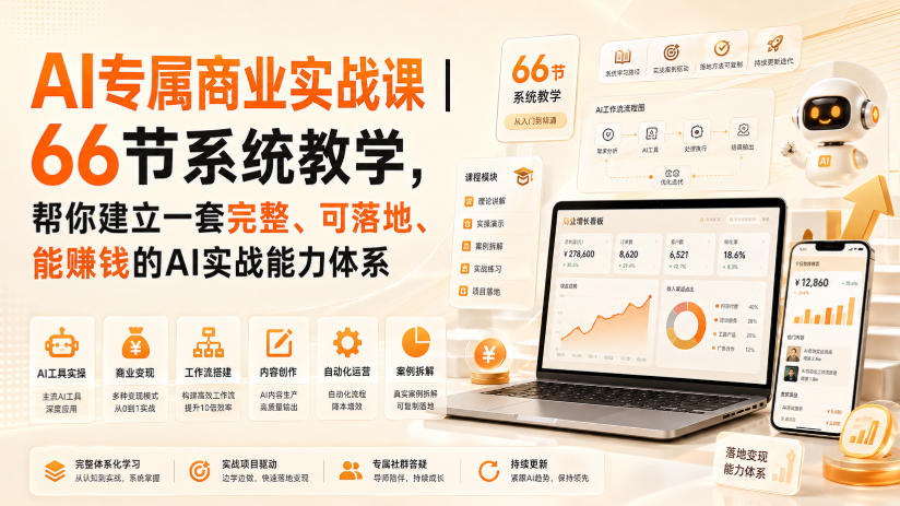 AI专属商业实战课|66节系统教学,帮你建立一套完整、可落地、能賺钱的AI实战能力体系-星阳网创