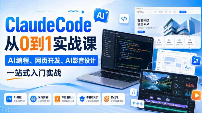 ClaudeCode从0到1实战课,AI编程、网页开发、AI影音设计一站式入门实战-星阳网创