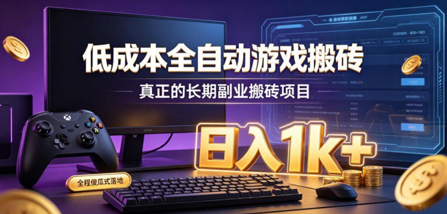 低成本全自动游戏搬砖,真正的长期副业搬砖项目,日入1k+,全程傻瓜式落地【揭秘】-星阳网创