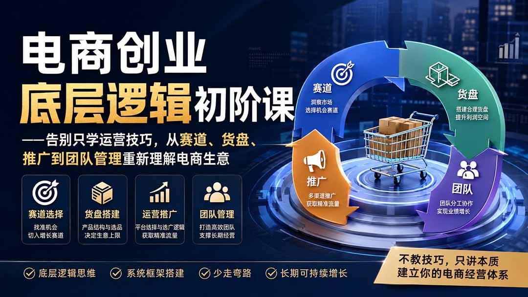 电商创业底层逻辑初阶课——告别只学运营技巧,从赛道、货盘、推广到团队管理重新理解电商生意-星阳网创