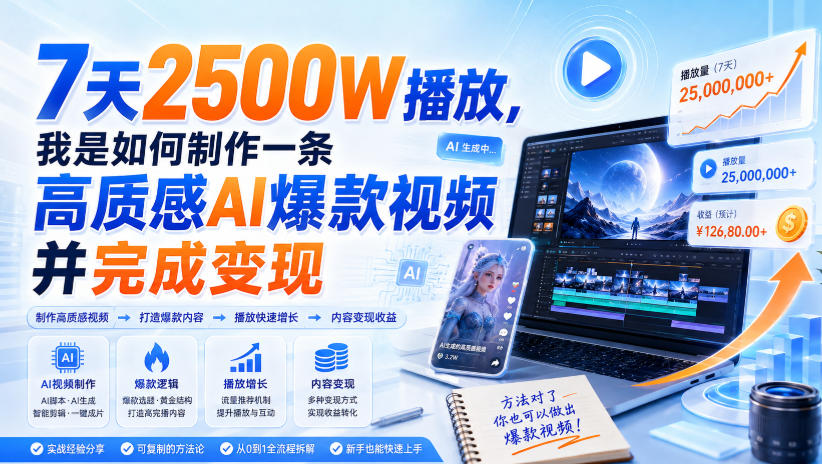 7天2500W播放，我是如何制作一条高质感AI爆款视频并完成变现-星阳网创